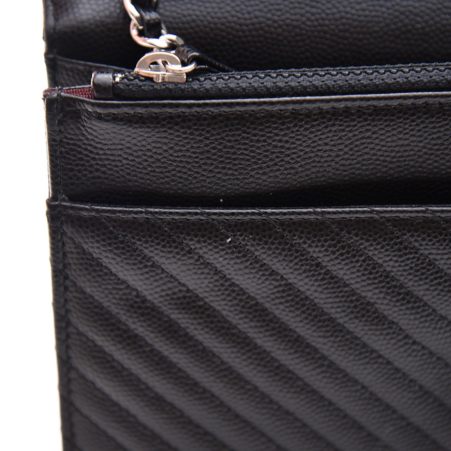 Caviar Chevron Quilted Wallet On Chain WOC Black