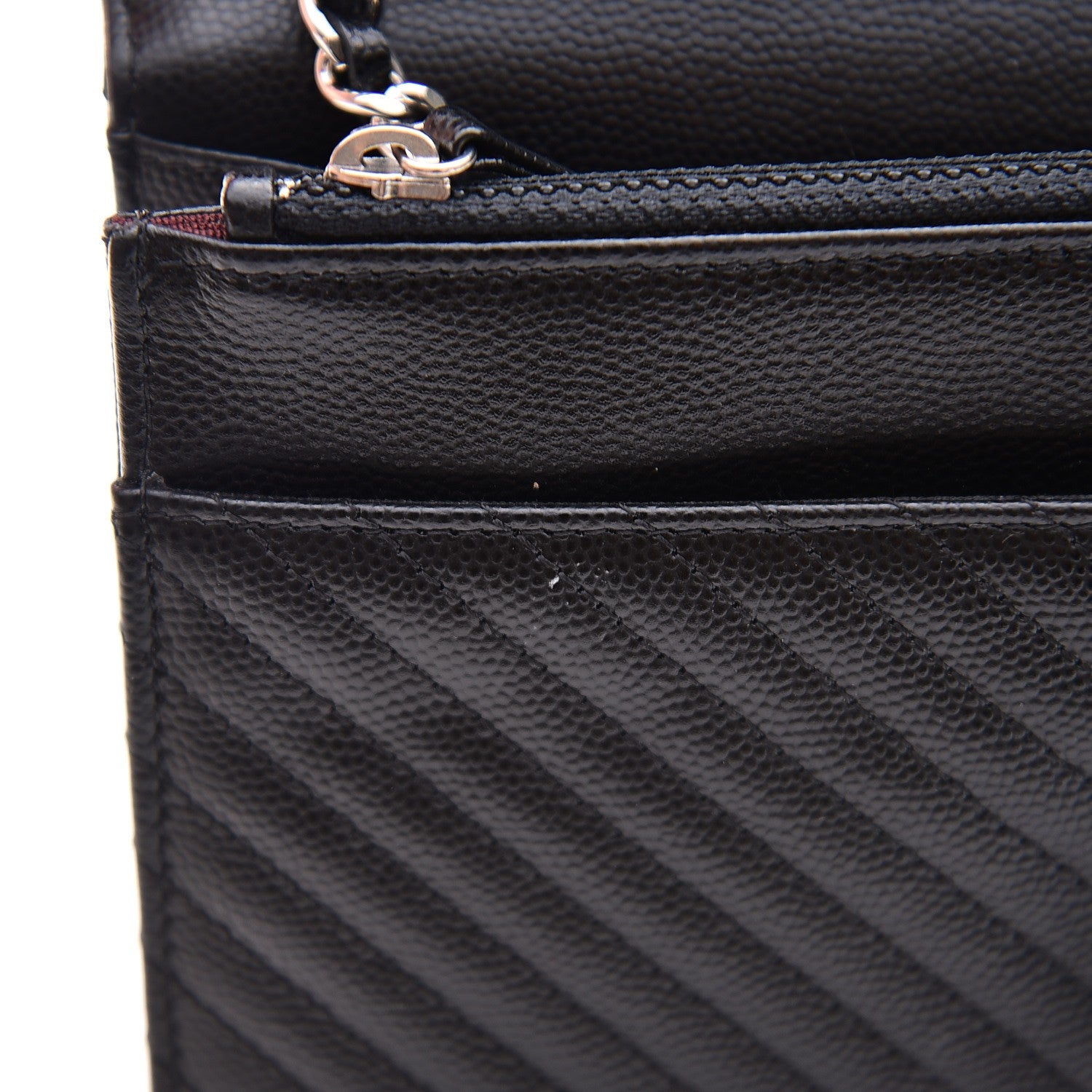 Chanel Caviar Chevron Quilted Wallet On Chain WOC Black 10 of 11