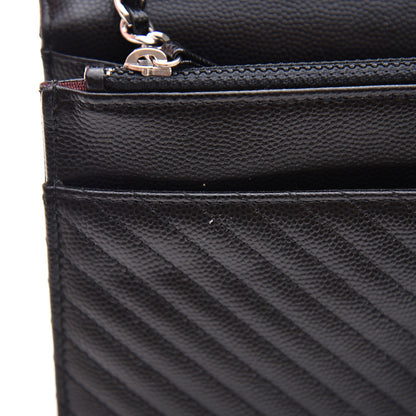 Chanel Caviar Chevron Quilted Wallet On Chain WOC Black 10 of 11