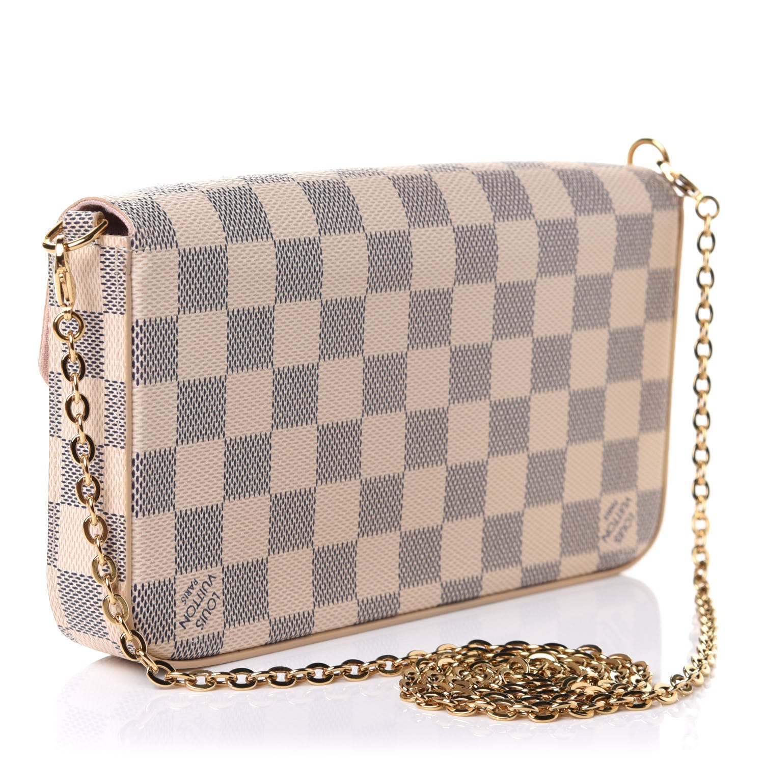 Louis Vuitton Damier Azur Pochette Felicie Chain Wallet Rose Ballerine 3 of 11