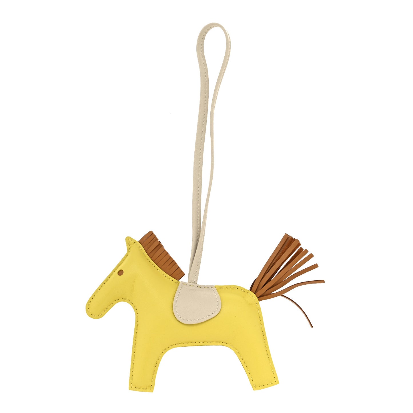 Milo Lambskin Grigri Rodeo Horse Bag Charm MM Lime Sesame Craie