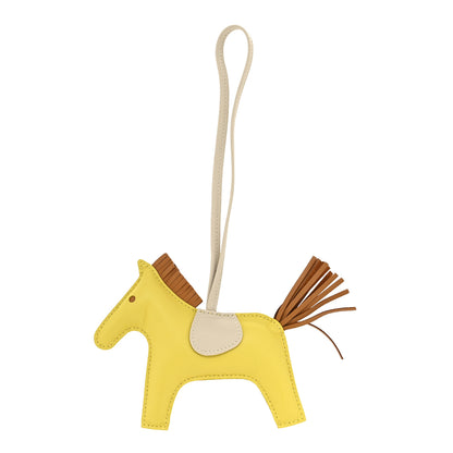 Hermes Milo Lambskin Grigri Rodeo Horse Bag Charm MM Lime Sesame Craie 1 of 3