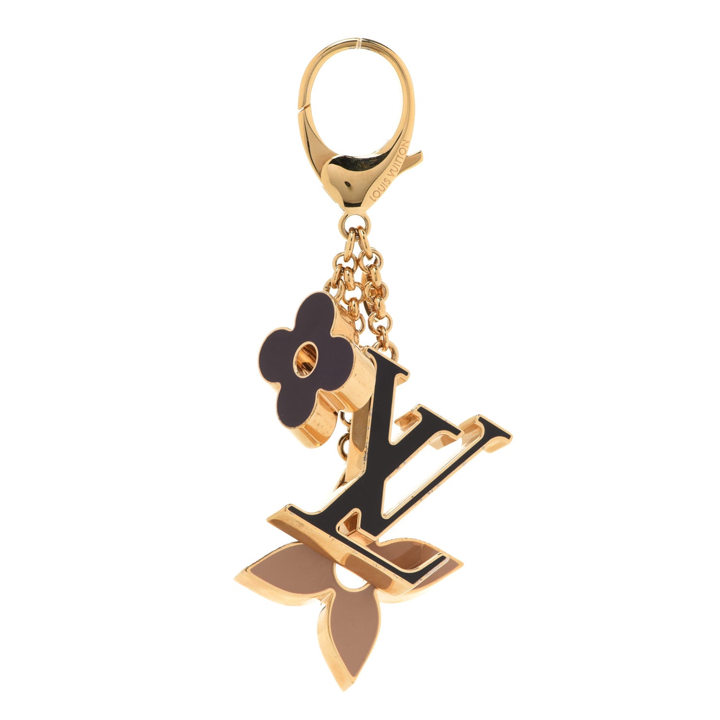 Fleur De Monogram Bag Charm Dore