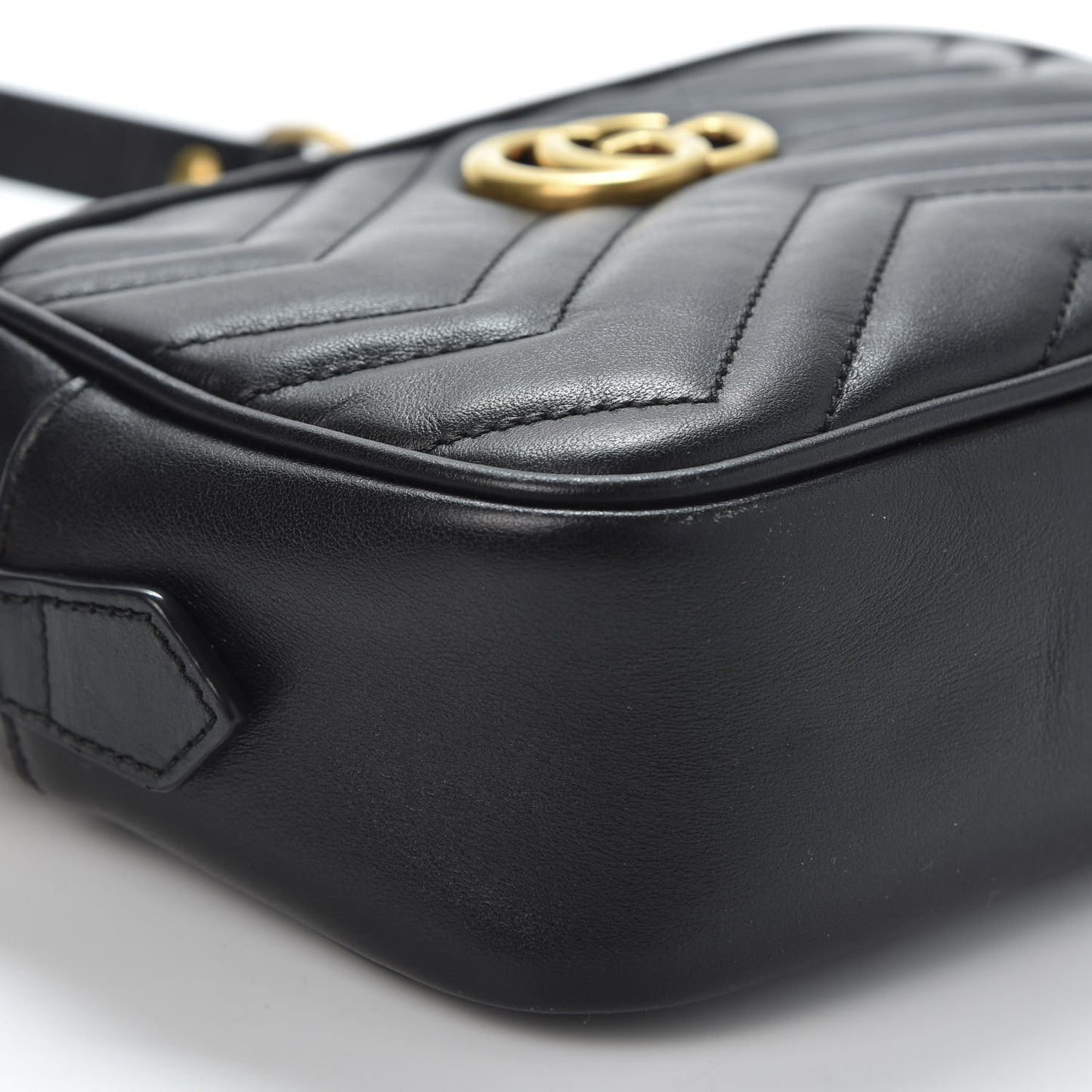 Calfskin Matelasse Mini GG Marmont Chain Shoulder Bag Black