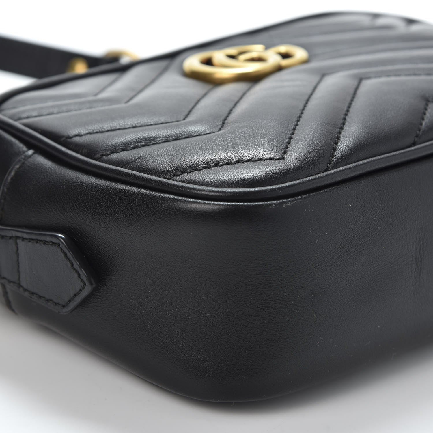 Gucci Calfskin Matelasse Mini GG Marmont Chain Shoulder Bag Black 5 of 9