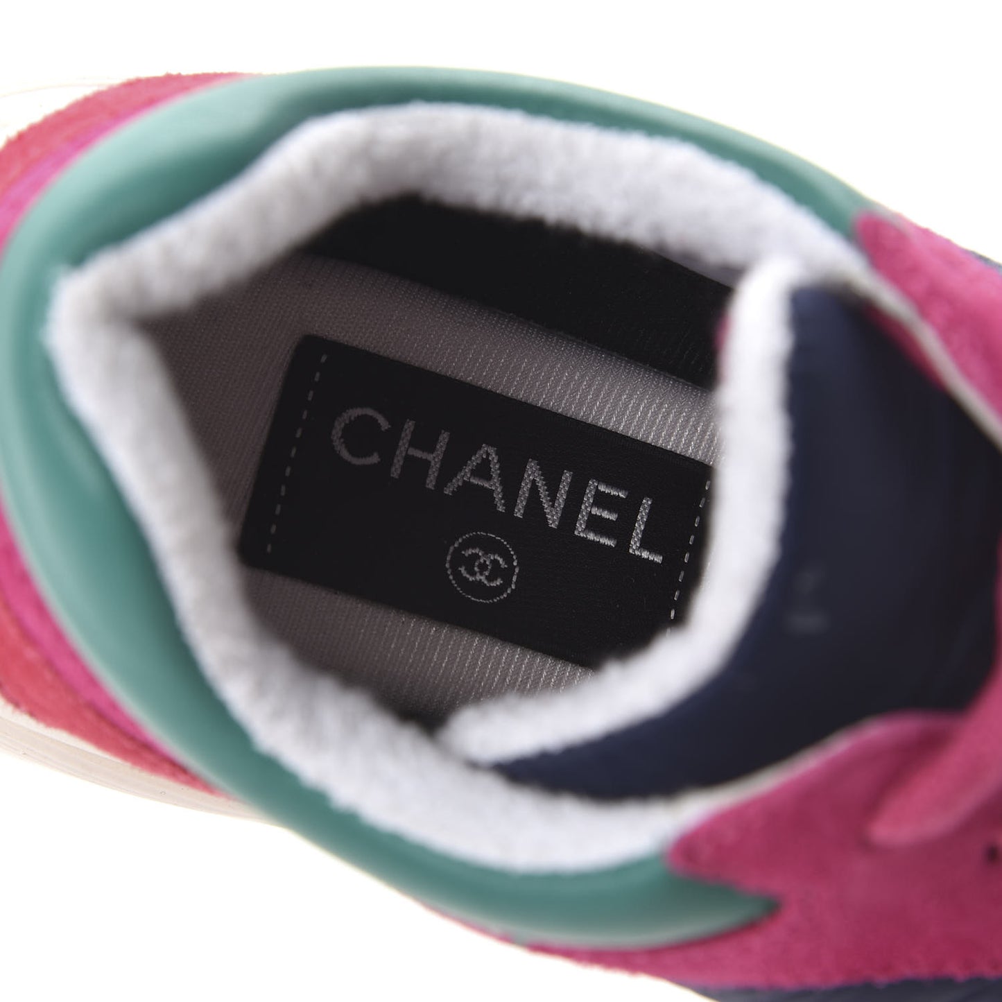 Nylon Lambskin Suede Calfskin CC Sneakers 36 Pink Green