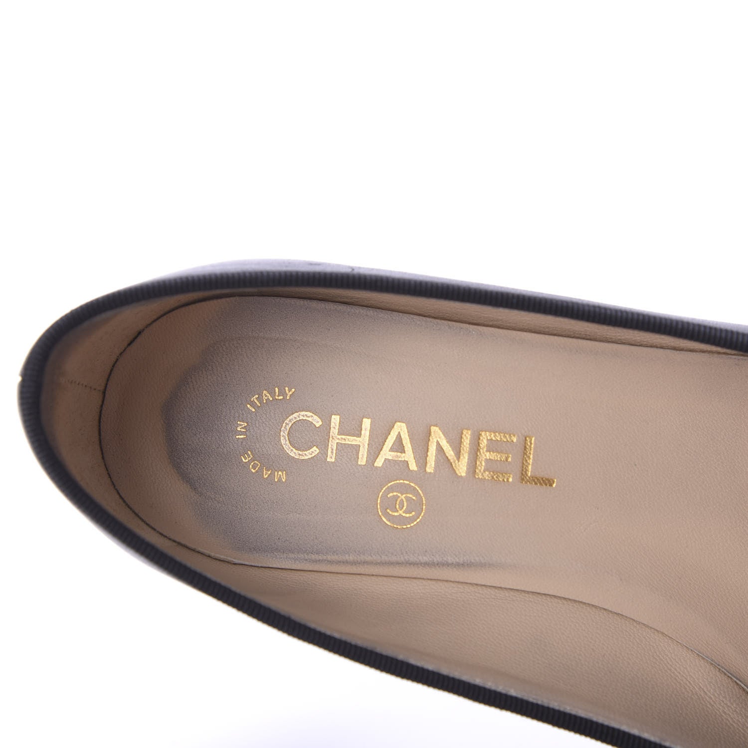 Chanel Lambskin Patent CC Cap Toe Pumps 38 Black 7 of 9