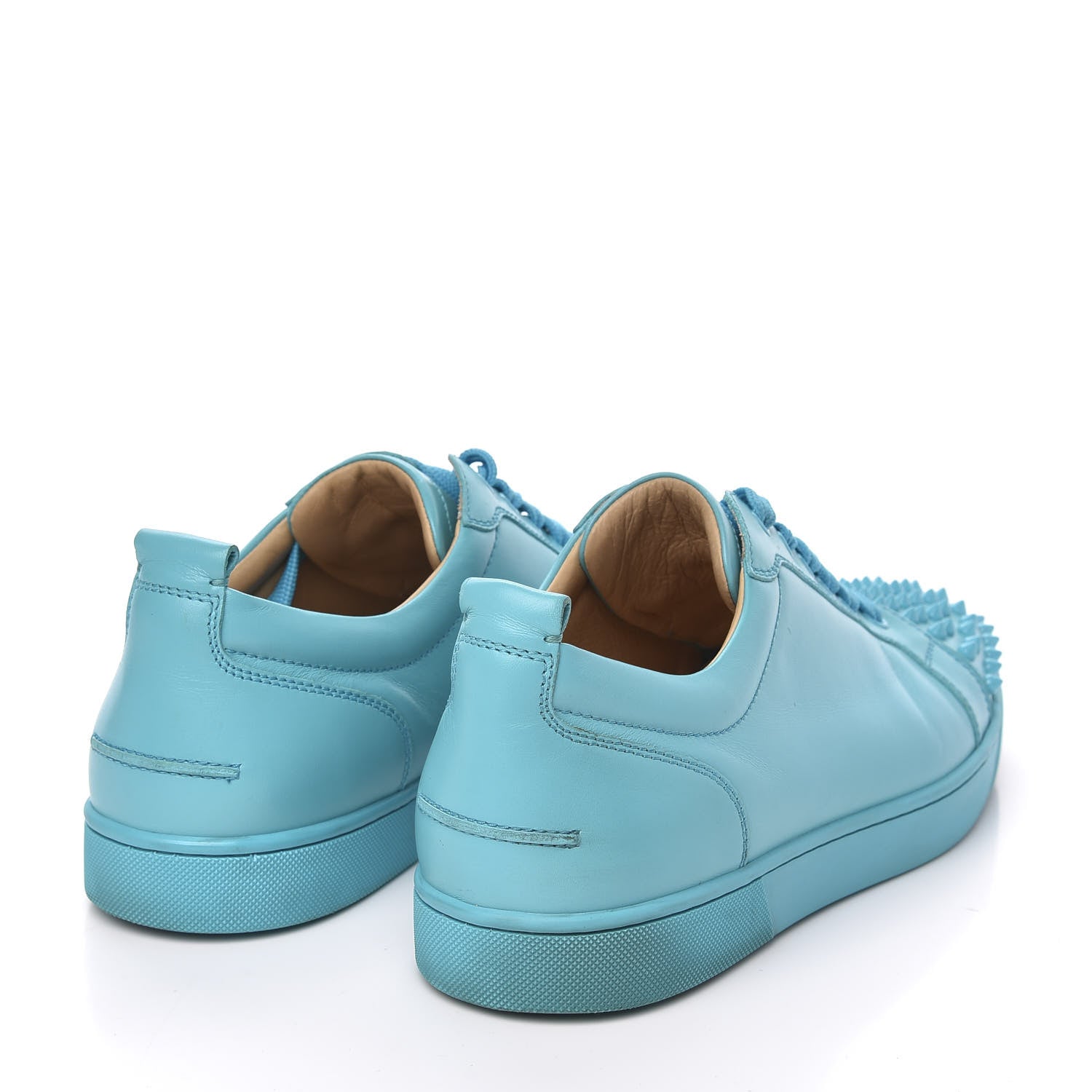 Christian Louboutin Calfskin Mens Louis Junior Spikes Flat Sneakers 43.5 Turquoise 4 of 11
