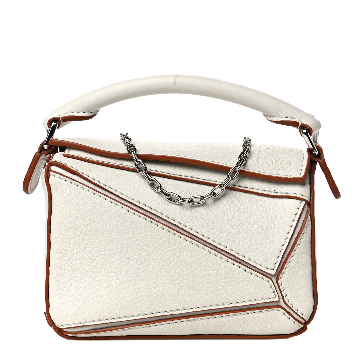 LOEWE Calfskin Puzzle Bag in the Nano size i the color Soft White by Fashionphile