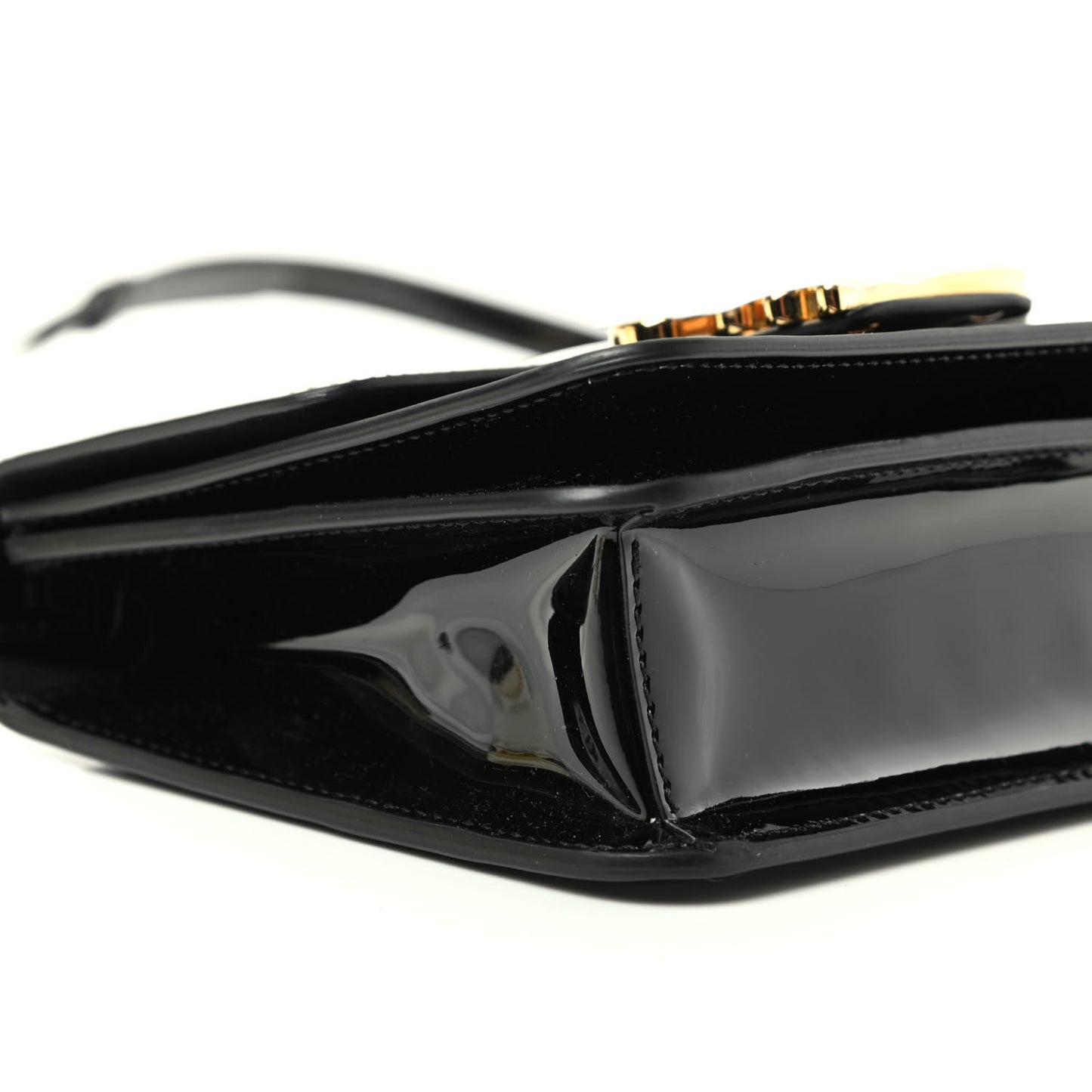 Vitello Vernice Mou Karligraphy Crossbody Bag Black