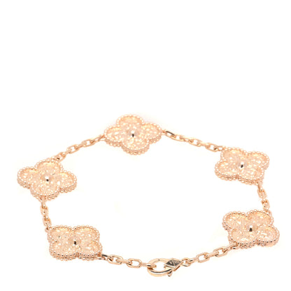 Van Cleef & Arpels 18K Rose Gold 5 Motifs Vintage Alhambra Bracelet 2 of 5