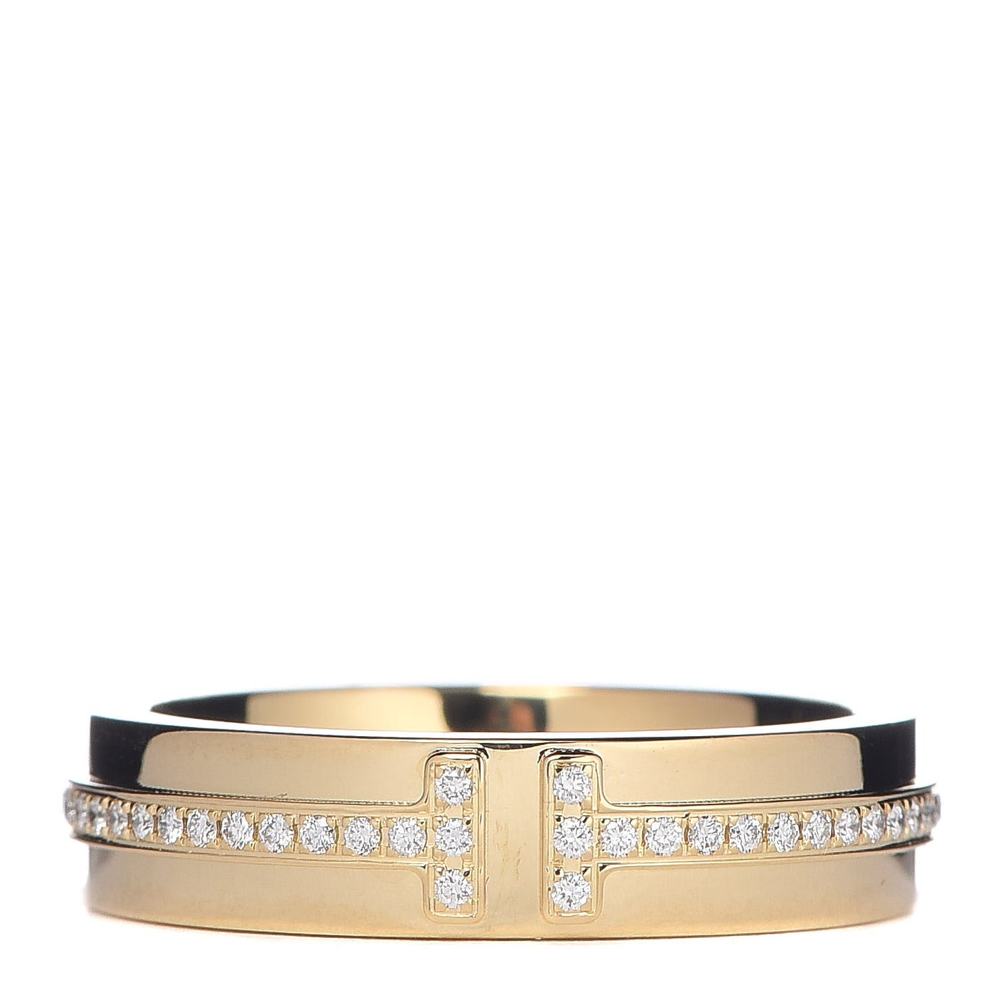 18K Yellow Gold Diamond Narrow T Two Ring 48 4.5