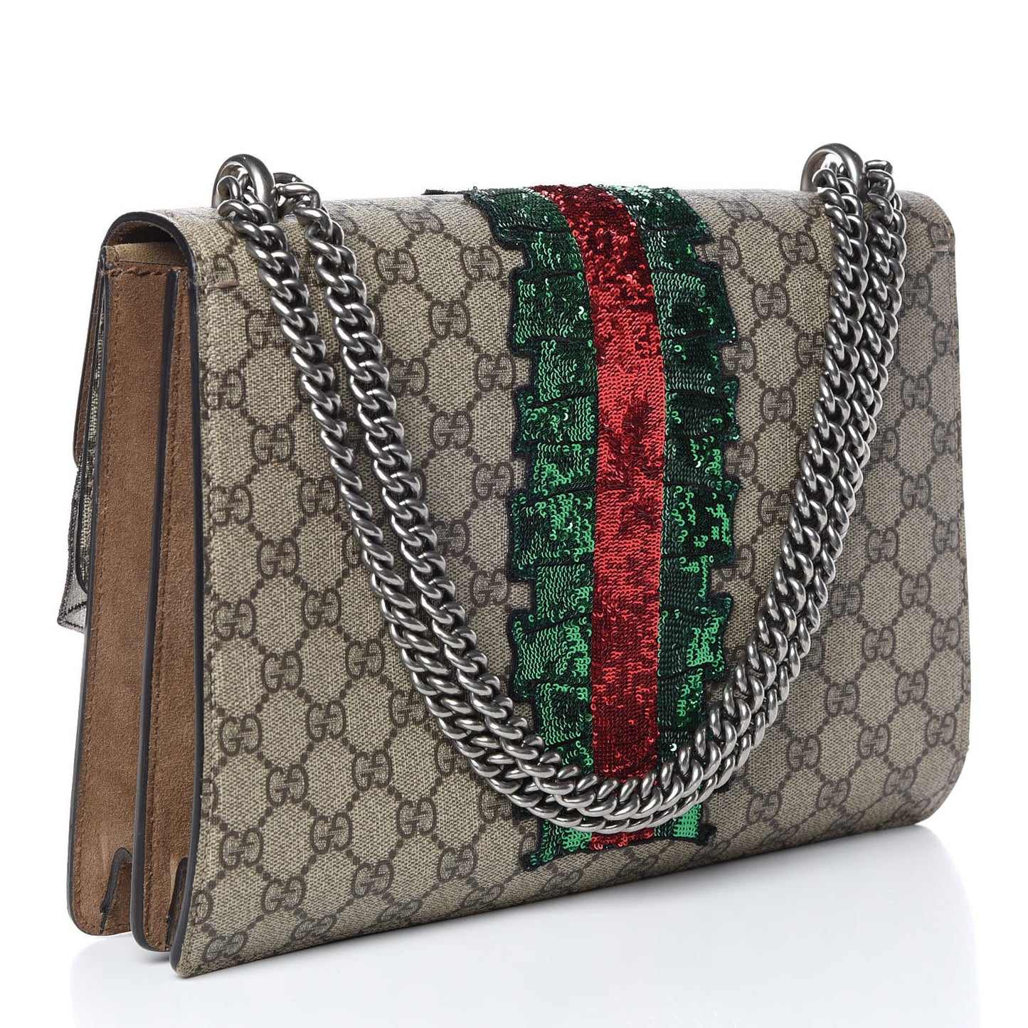 GG Supreme Monogram Lightning Embroidered Medium Dionysus Shoulder Bag Beige
