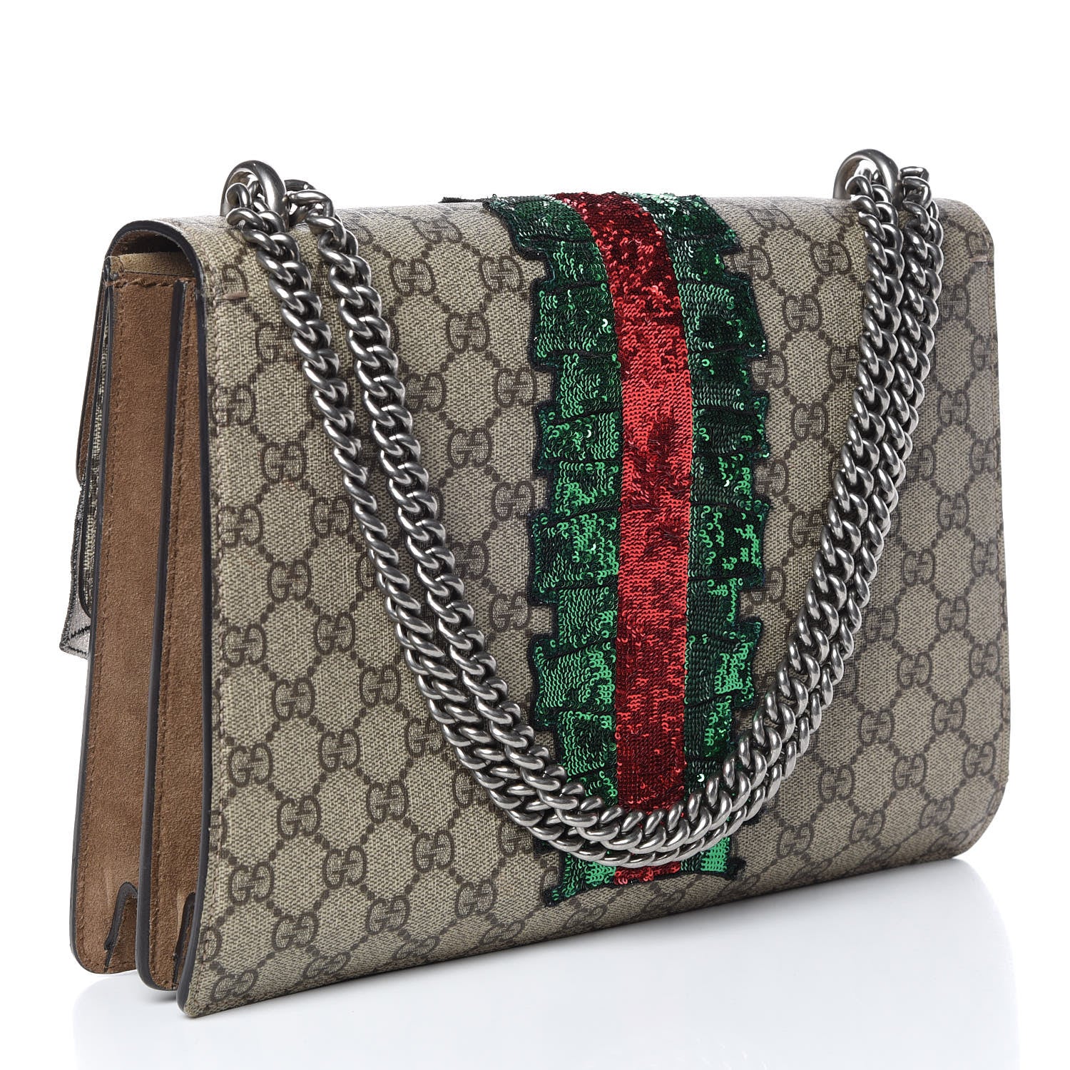 Gucci GG Supreme Monogram Lightning Embroidered Medium Dionysus Shoulder Bag Beige 3 of 18