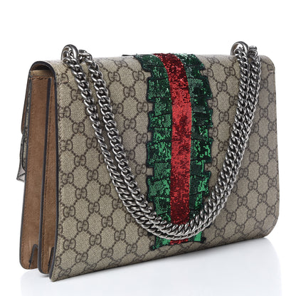 Gucci GG Supreme Monogram Lightning Embroidered Medium Dionysus Shoulder Bag Beige 3 of 18