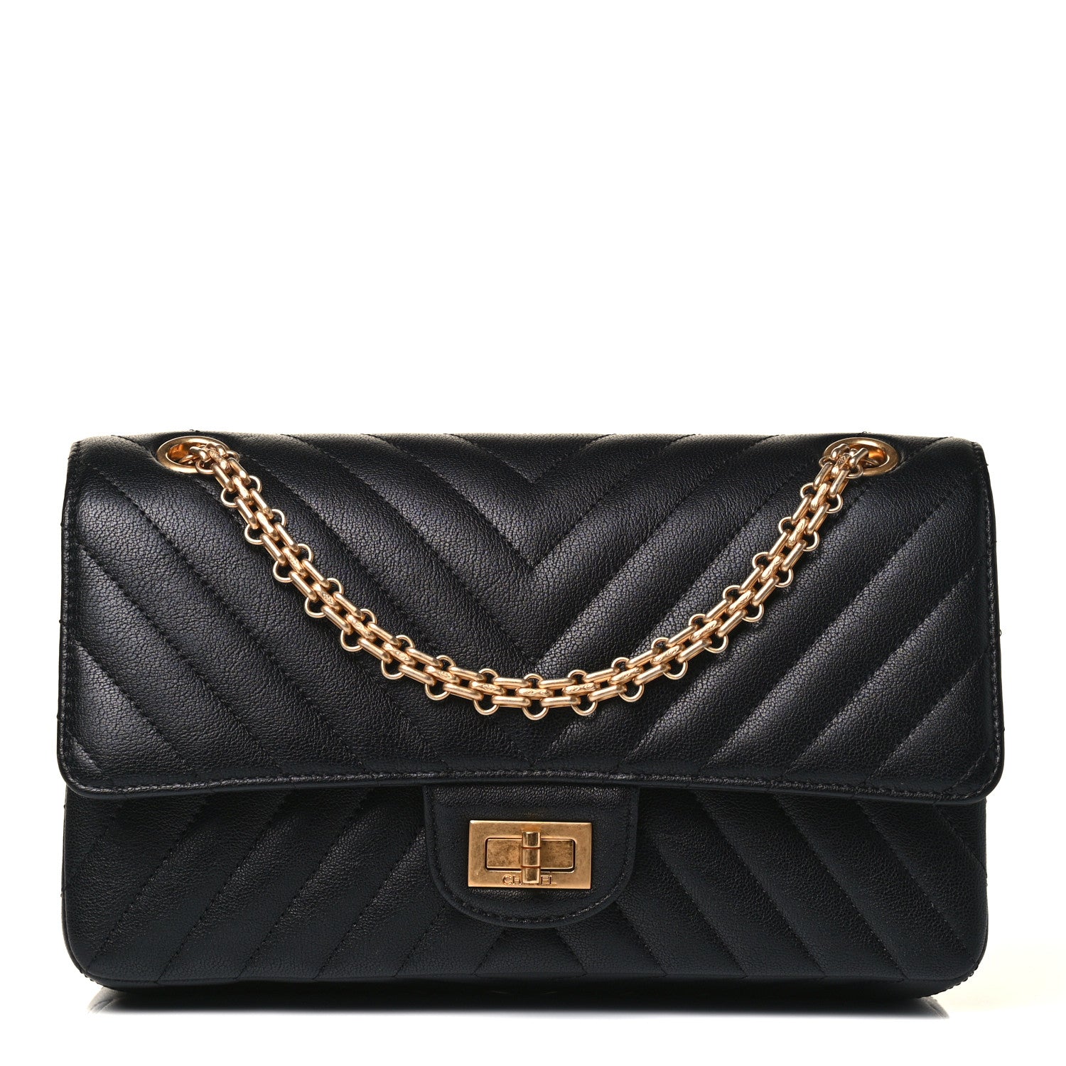 Chanel Sheepskin Chevron Quilted 2.55 Reissue 225 Flap Black 1 of 4
