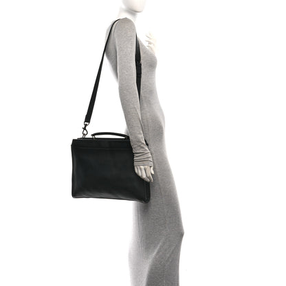 Fendi Vitello Grace FF 1974 Embossed Large Peekaboo Iconic Fit Satchel Black 2 of 12