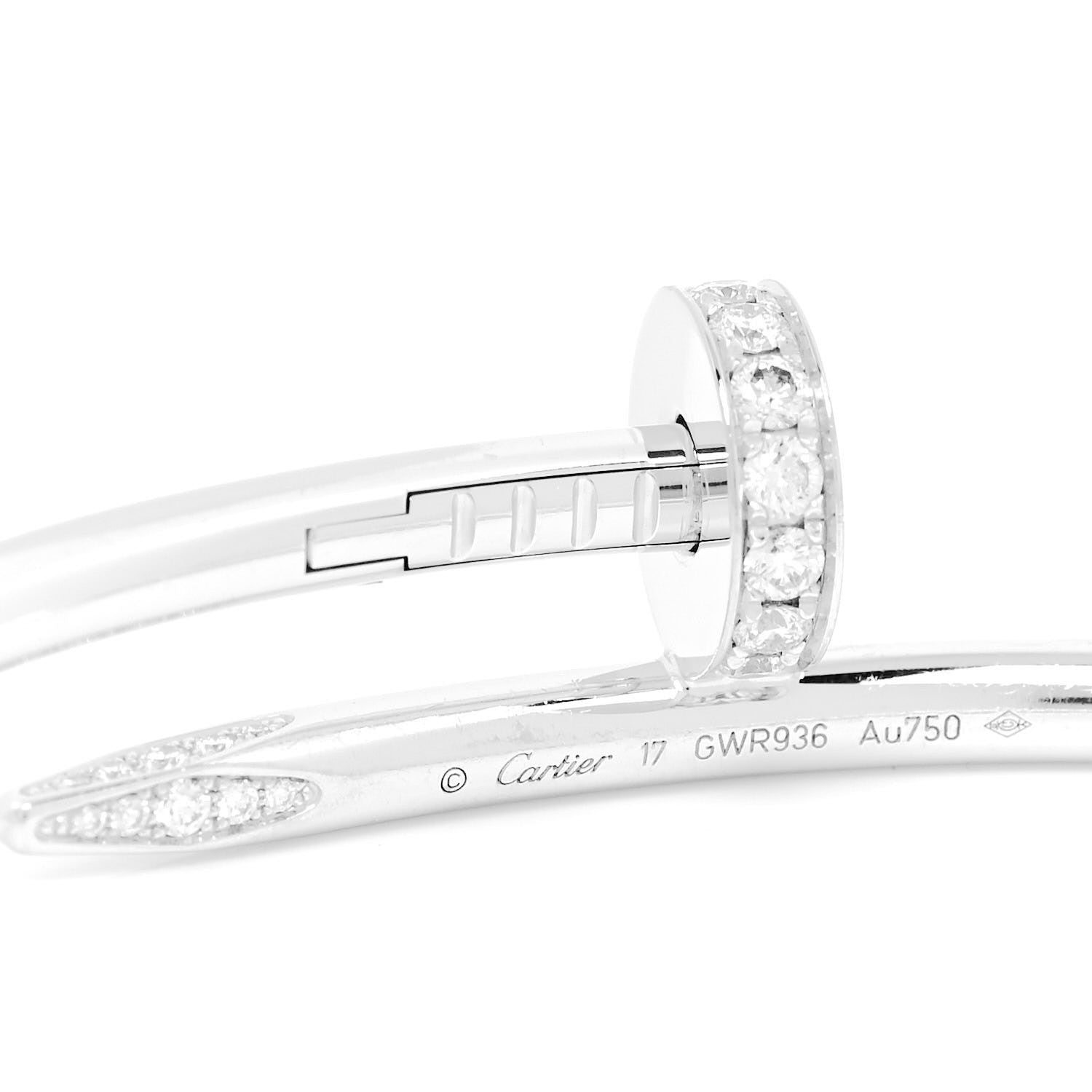 Cartier 18K White Gold Diamond Juste Un Clou Bracelet 17 4 of 5