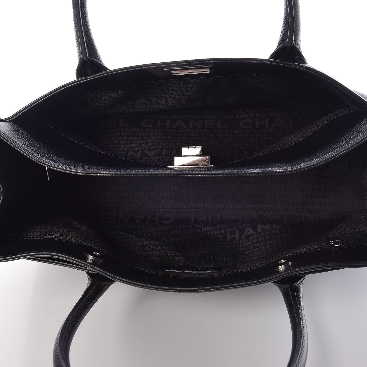 Chanel Calfskin Mademoiselle Lock Cerf Shopper Tote Black 5 of 12