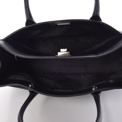 Chanel Calfskin Mademoiselle Lock Cerf Shopper Tote Black 5 of 12