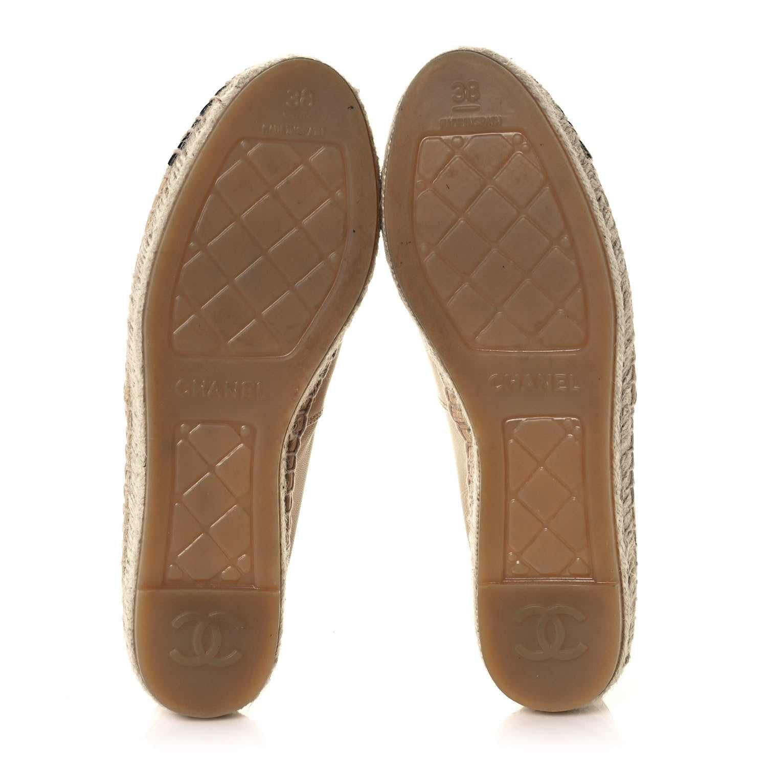 Chanel Lambskin CC Espadrilles 38 Beige Black 5 of 8