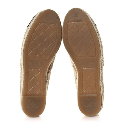 Chanel Lambskin CC Espadrilles 38 Beige Black 5 of 8