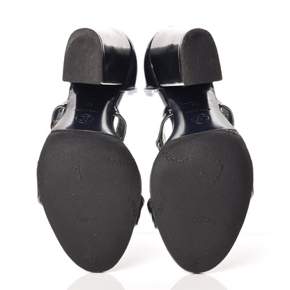 Chanel Patent Chain Sandals 38 Navy 5 of 13