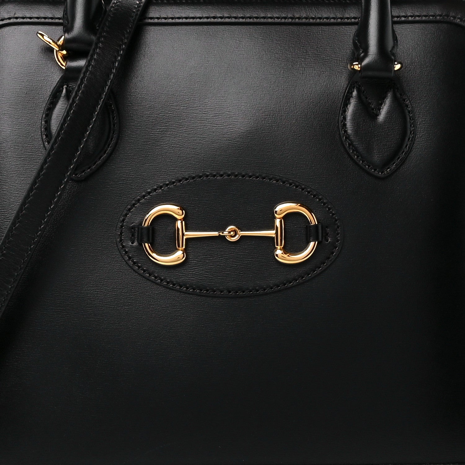 Gucci Boarded Plutone Calfskin Horsebit 1955 Top Handle Bag Black 9 of 11