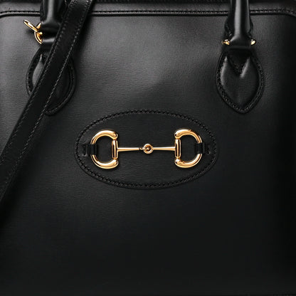 Gucci Boarded Plutone Calfskin Horsebit 1955 Top Handle Bag Black 9 of 11
