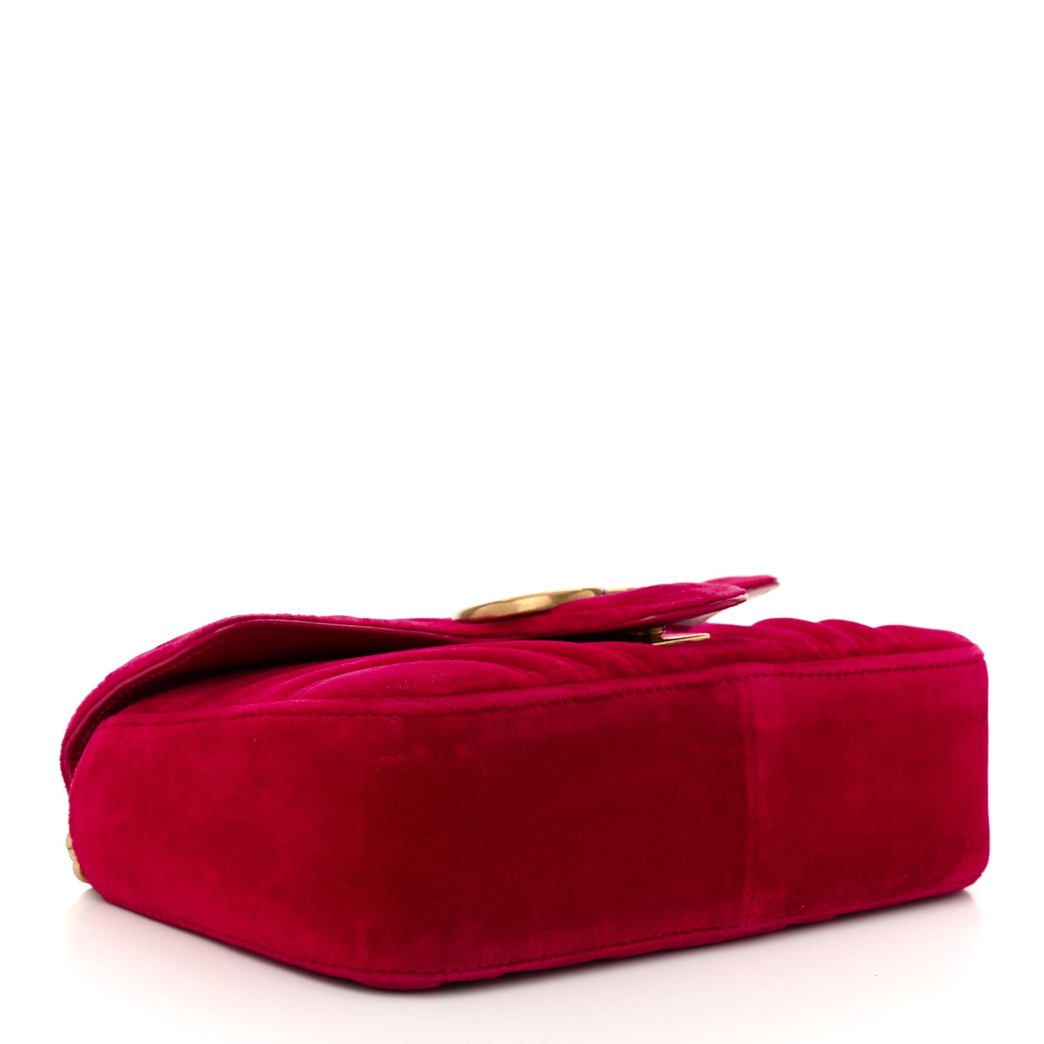 Gucci Velvet Matelasse Mini GG Marmont Shoulder Bag Hibiscus Red 4 of 10