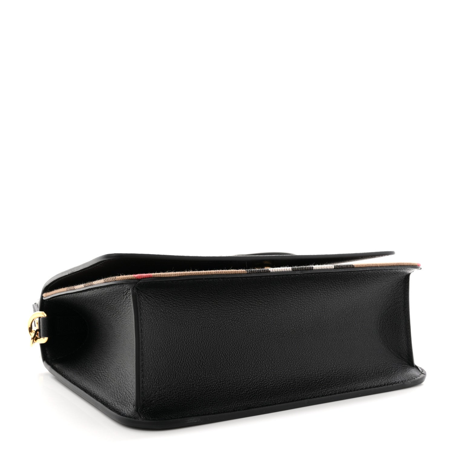 Burberry Derby Calfskin House Check Mackford Crossbody Bag Black
