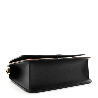 Burberry Derby Calfskin House Check Mackford Crossbody Bag Black 4 of 10