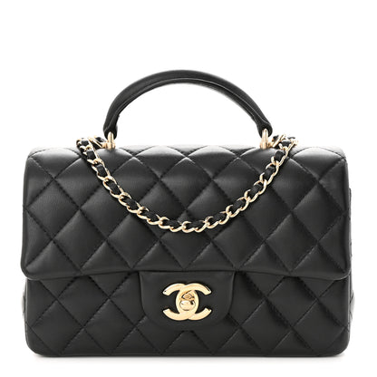 Chanel Lambskin Quilted Mini Top Handle Rectangular Flap Black 1 of 11