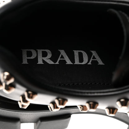 Prada Spazzolato Rois Studded Lace Up Monolith 55mm Derby Loafers 36.5 Black 6 of 9