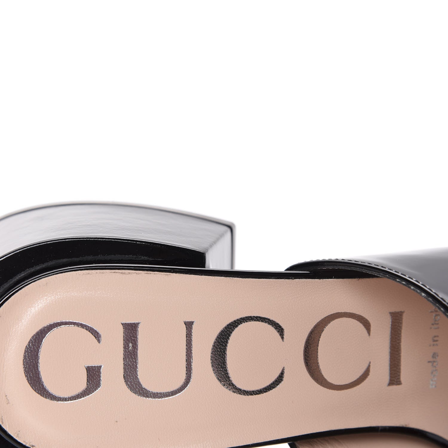 Gucci Patent Lexi Horsebit Mid-Heel Slide Sandals 37.5 Black 7 of 10