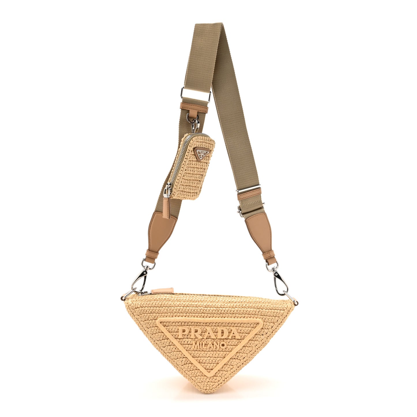 Yarn Raffia Effect Crochet Triangle Shoulder Bag Naturale