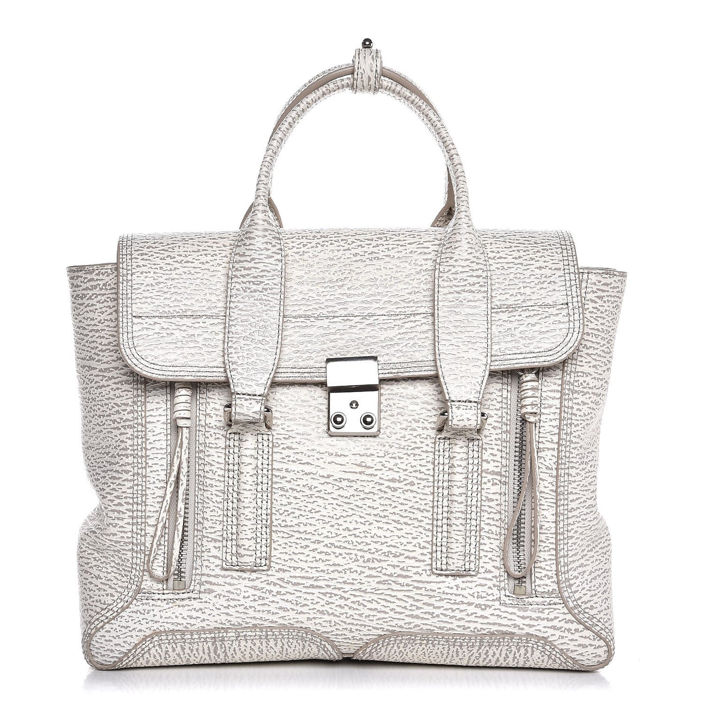 3.1 Textured Calfskin Medium Pashli Satchel White