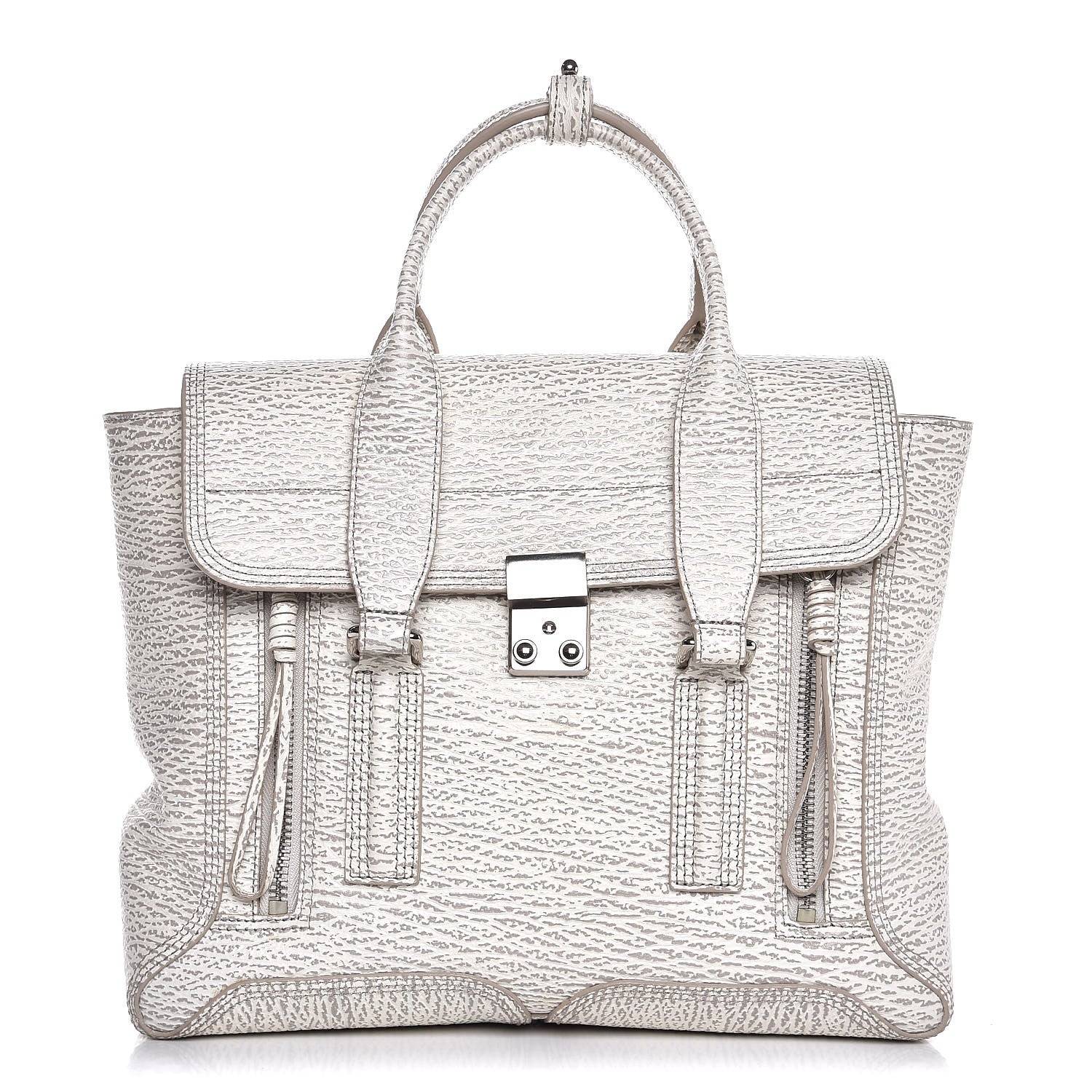 3.1 Phillip Lim 3.1 Textured Calfskin Medium Pashli Satchel White 1 of 8
