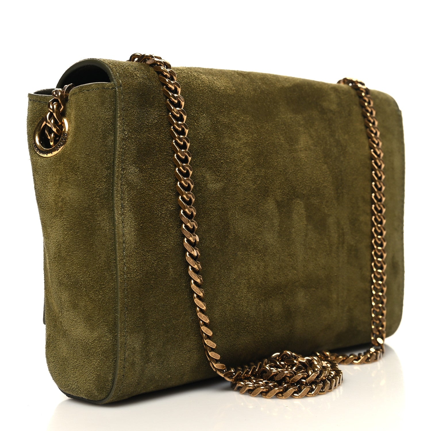 Saint Laurent Smooth Calfskin Suede Small Reversible Monogram Kate Satchel Loden Green 3 of 10
