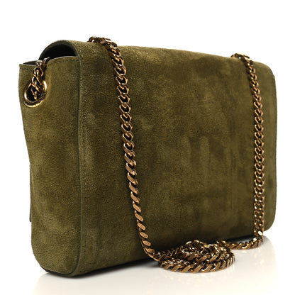 Saint Laurent Smooth Calfskin Suede Small Reversible Monogram Kate Satchel Loden Green 3 of 10
