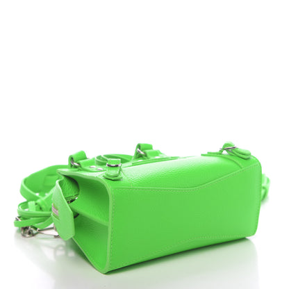 Balenciaga Grained Calfskin Neo Classic Silver Hardware Nano City Crossbody Fluo Green 4 of 10