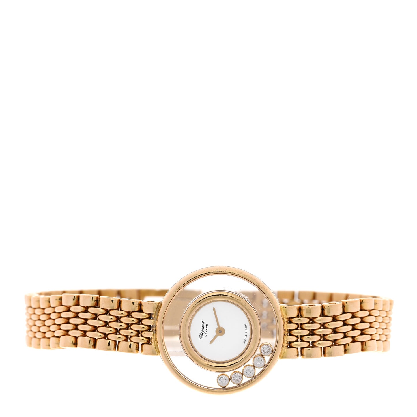 18K Yellow Gold 5 Diamond 22mm Happy Diamonds Quartz Watch