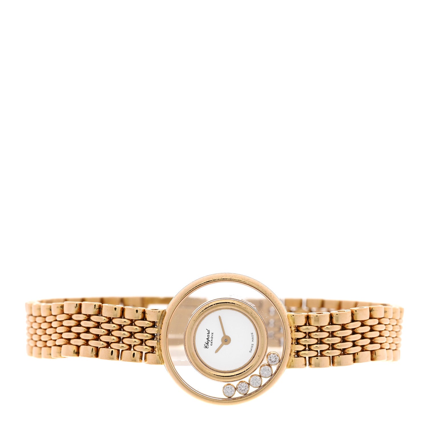 Chopard 18K Yellow Gold 5 Diamond 22mm Happy Diamonds Quartz Watch 2 of 4