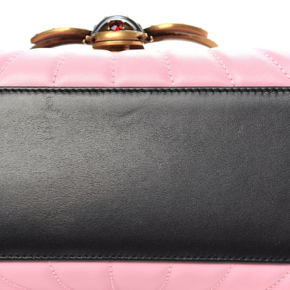 Gucci Calfskin Bamboo Trapuntata Queen Margaret Top Handle Bag Blue Agata Hibiscus Red Mystic White Sugar Pink 10 of 12