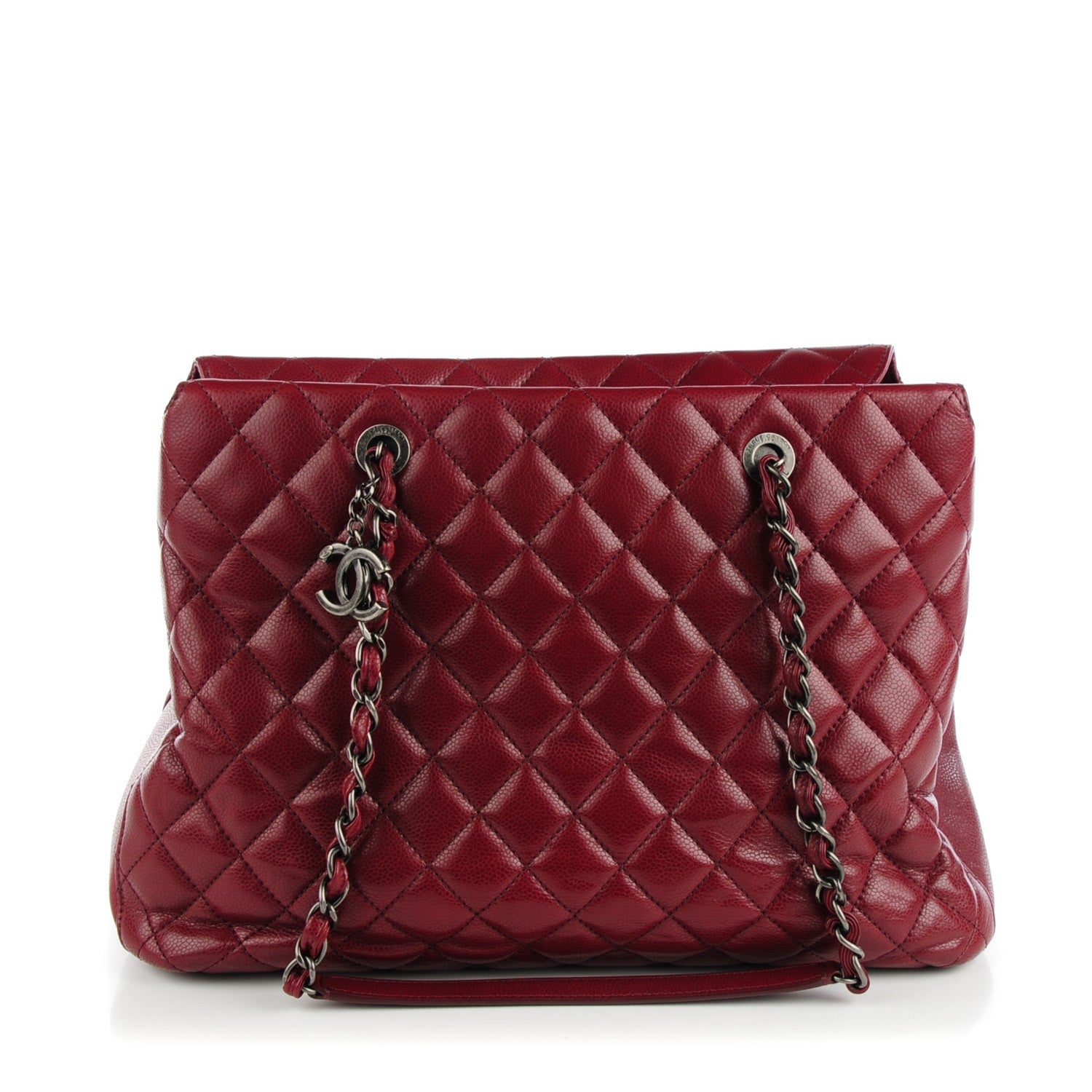 Chanel Caviar Quilted City Shopping Tote Dark Red 2 of 18