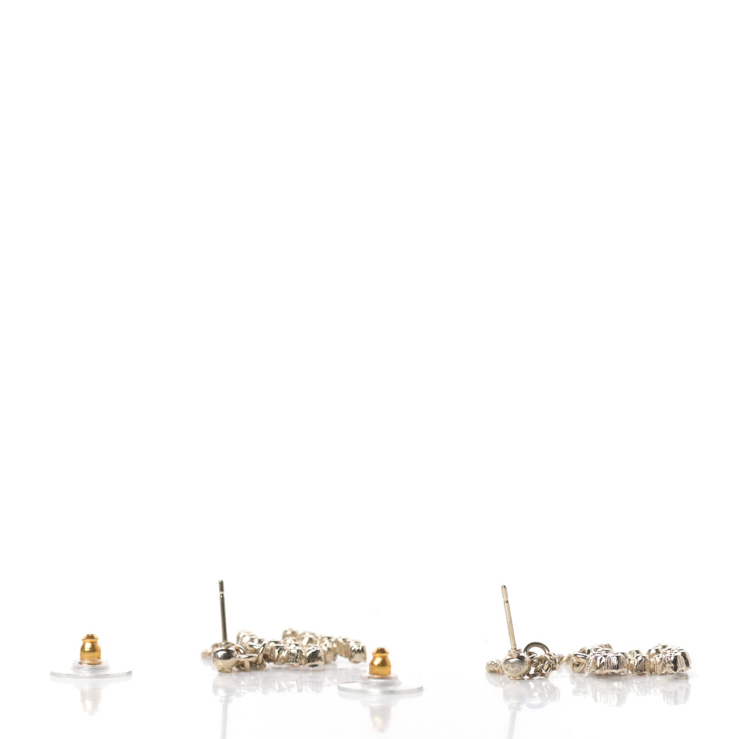 Crystal CC Drop Earrings Pink Grey Gold