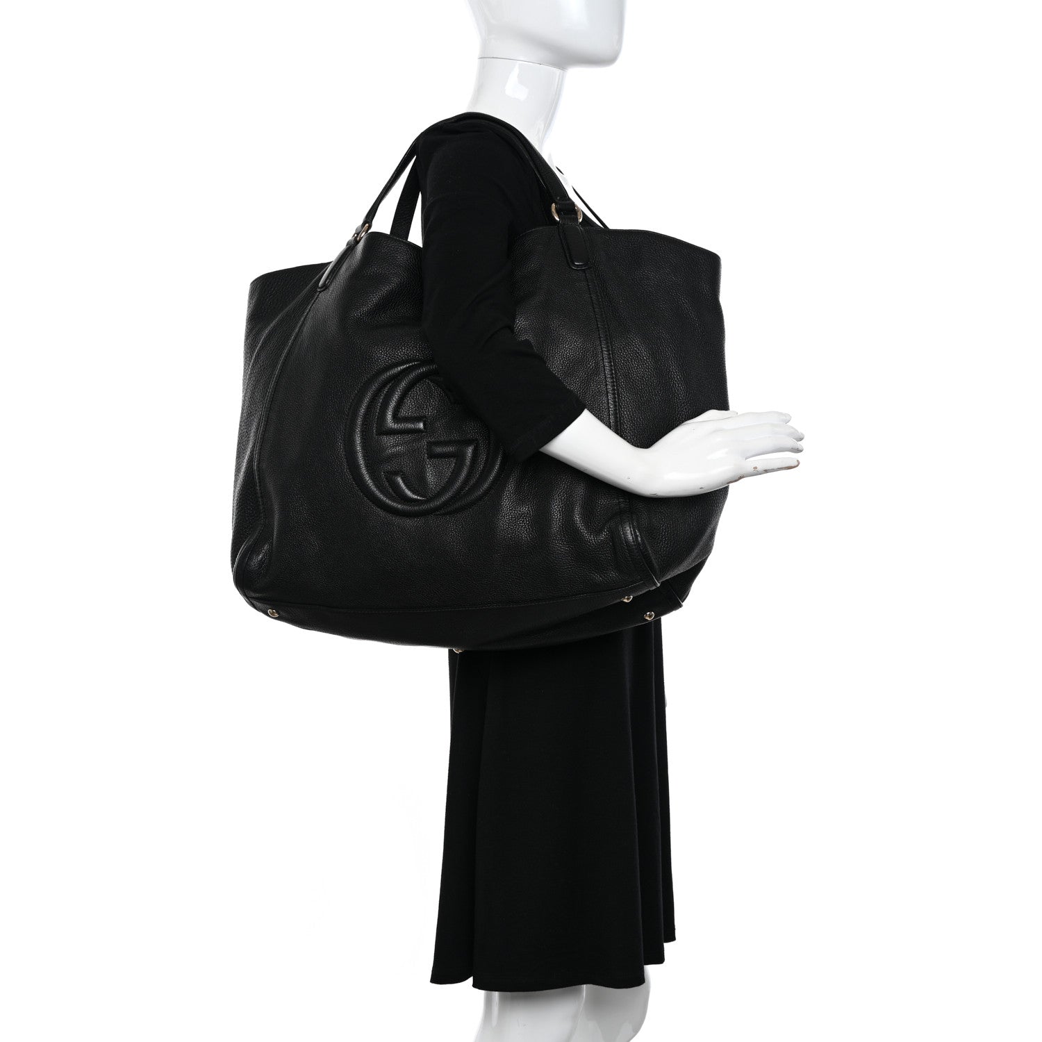 Gucci Pebbled Calfskin Large Soho Shoulder Bag Black 2 of 13