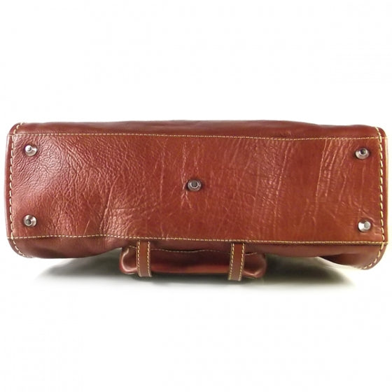 Calfskin Edith Satchel Whiskey