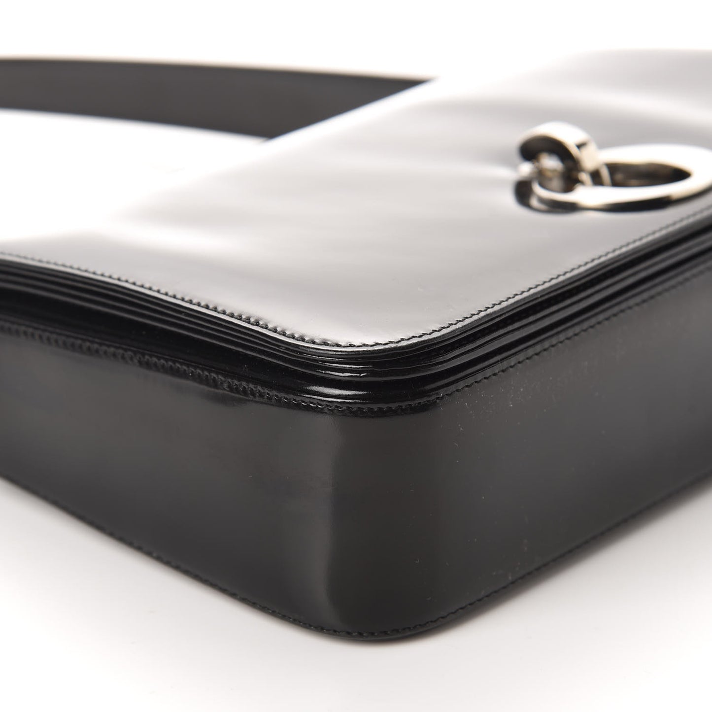 Glazed Calfskin Shoulder Bag Black