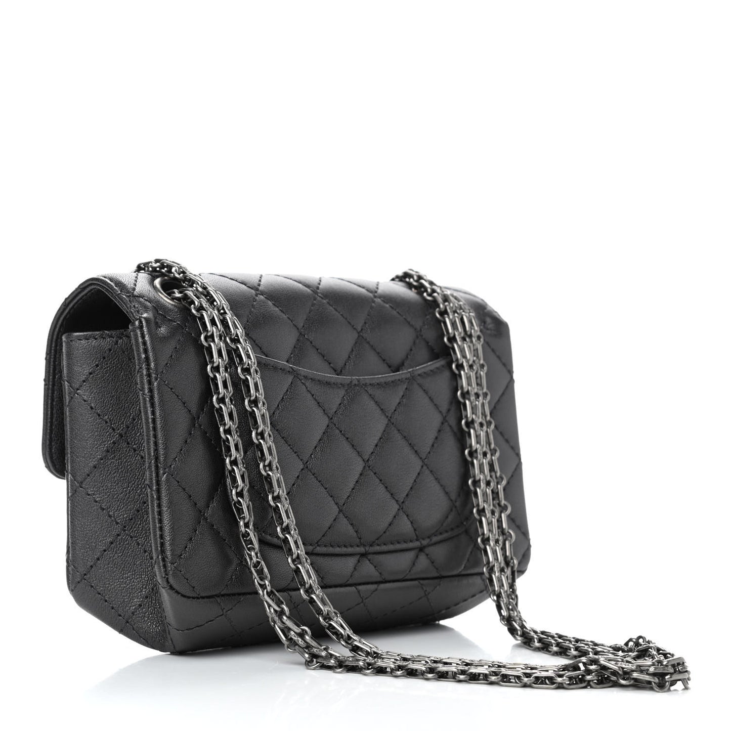 Metallic Sheepskin Quilted 2.55 Reissue Mini Flap Black